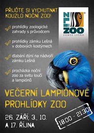 Večerní prohlídky zoo a zámku Lešná! - říjen 3., 10., 17.